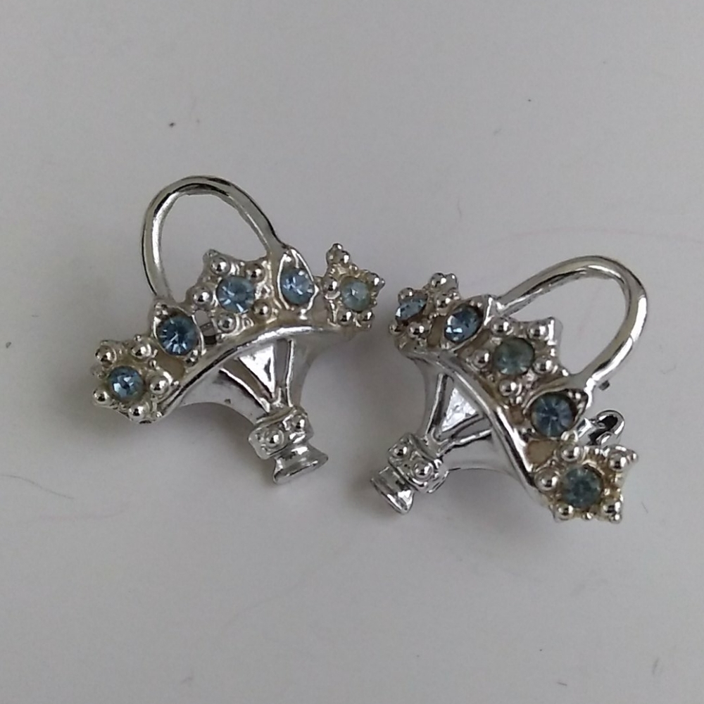 VINTAGE Blue Rhinestone Rhodium Pl Scatter Pins - Picture 3 of 8